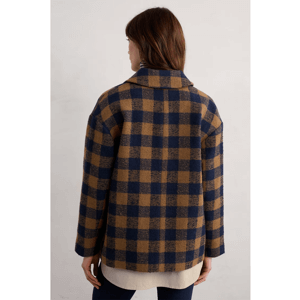 Seasalt Beamwind Bold Check Wool Blend Coat